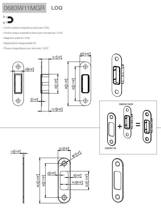 683W11MGR/Ответная часть для магнитного замка/нерж. мат.