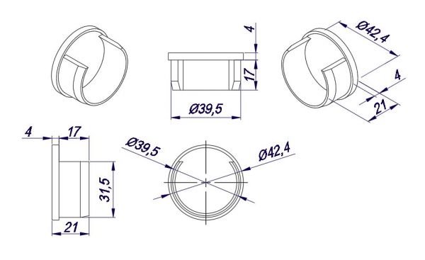  A00WP60/торцевая заглушка/матовая нерж.